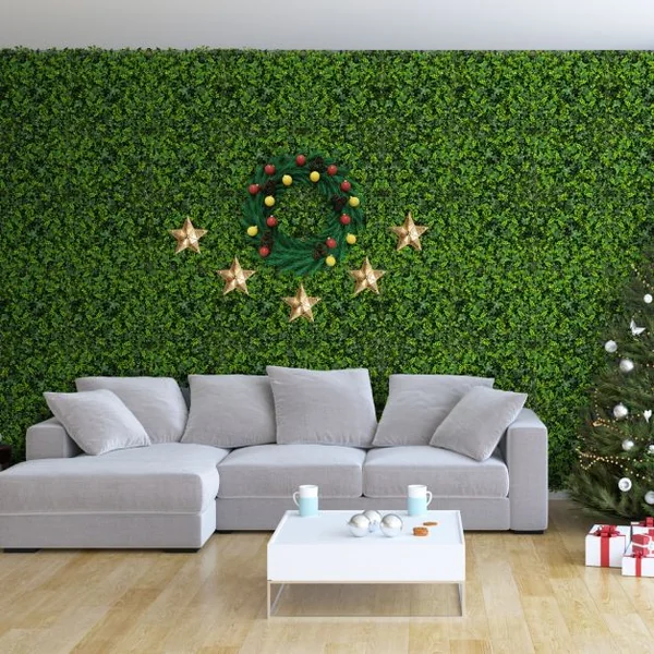12 Panneaux Muraux en Gazon Artificiel 50 x 50 cm Panneaux de Feuillage Artificiel Toile de Fond Murale Haie d'Intimité