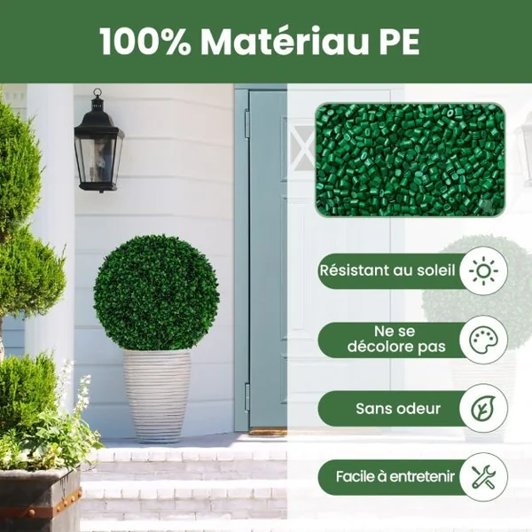 2 Boules de Buis Artificielles 52 cm Résistantes aux UV Plantes en Boules de Faux Topiaire Artificielles Décoratives pour Jardin