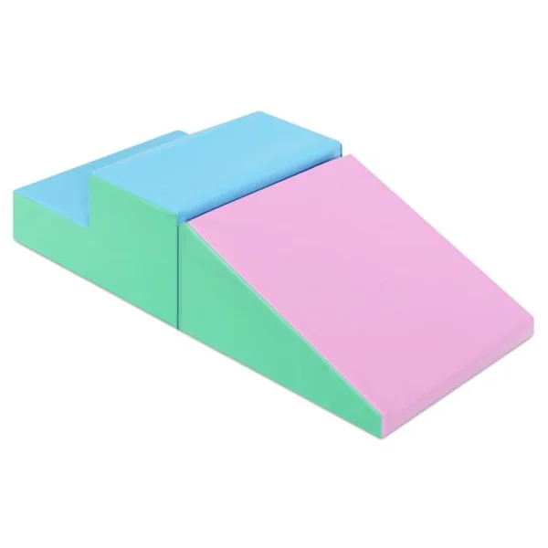 2 PCS Blocs de Construction en Mousse pour Tout-petits Antidé Jeu Educatif pour Grimper Glisser Ramper Rosé/Blanc/Bleu