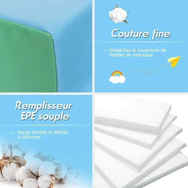 2 PCS Blocs de Construction en Mousse pour Tout-petits Antidé Jeu Educatif pour Grimper Glisser Ramper Rosé/Blanc/Bleu