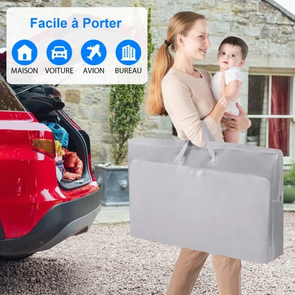 3 en 1 Lit Cododo Bébé avec Matelas&5 Hauteur Réglable avec Inclinaison 3-8°4 Roues Charge 9kg pour 0-6 Mois 84x48x80cm Beige/Gris Clair/Foncé