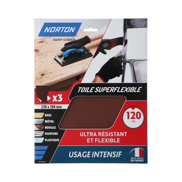 3 Feuilles abrasives Super Flexibles 230x280 Grain 120