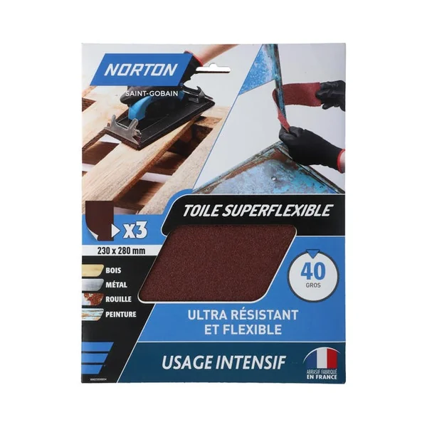 3 Feuilles abrasives Super Flexibles 230x280 Grain 40
