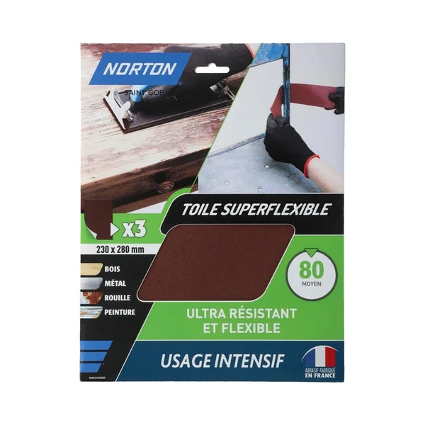 3 Feuilles abrasives Super Flexibles 230x280 Grain 80