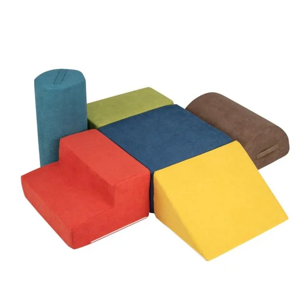 6 Blocs d’Escalade en Mousse pour Tout-petits de 1 à 3 Ans Jouets d’Escalade avec Mousse Haute Densité Douce Housse Lavable 220*25cm Gris/Multicoloré