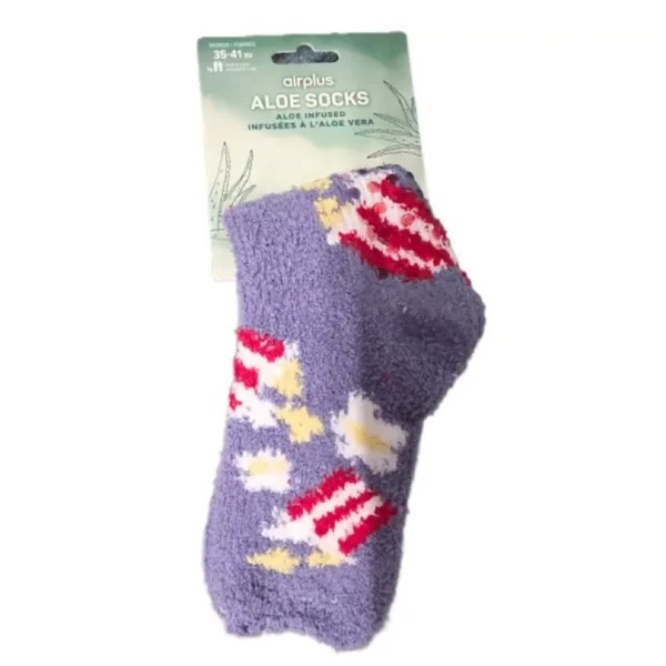 Airplus Aloe Cabin Socks chaussettes hydratantes Violet Motif Popcorn pointure 35/41