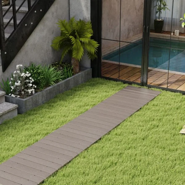 Allée de Jardin Résistante aux Intempéries Allée Droite Enroulable Promenade Décorative Connexion en Fil Métallique Gris