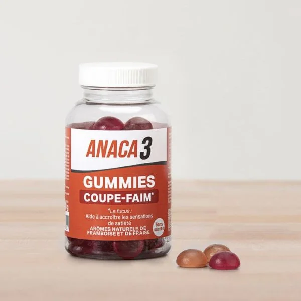 ANACA3 60 Gummies Coupe-Faim - Arôme Framboise et Fraise