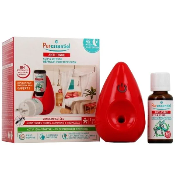 anti - pique / DIFFUSEUR - clip & diffuse ( prise ) - repulsif pour diffusion 30 ml offert