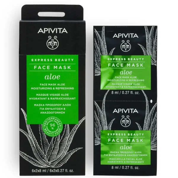 Apivita Express masque beauty visage hydratant et rafraîchissant à l'aloe 2 x 8ml