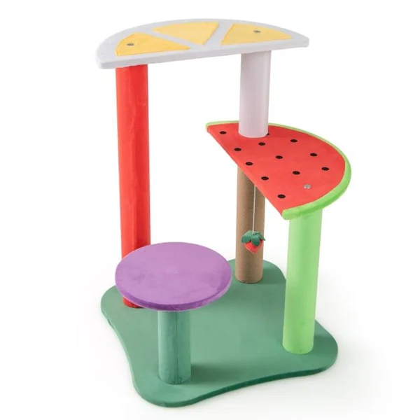 Arbre à Chat Mignon de 69 CM Tour pour Chat Multiniveau Esthétique en Forme de Fruits avec Plateformes en Forme de Fruits