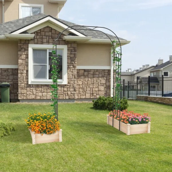 Arche de Jardin avec Treillis en Métal pour Plantes Grimpantes Support de Vignes et Fleurs Treillis de Jardin 153 x 40 x 240 cm