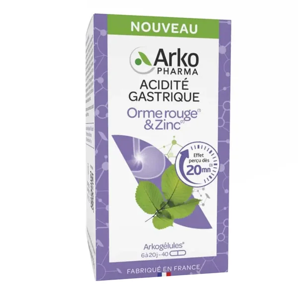 Arkogélules acidité gastrique orme rouge et zinc 40 gélules