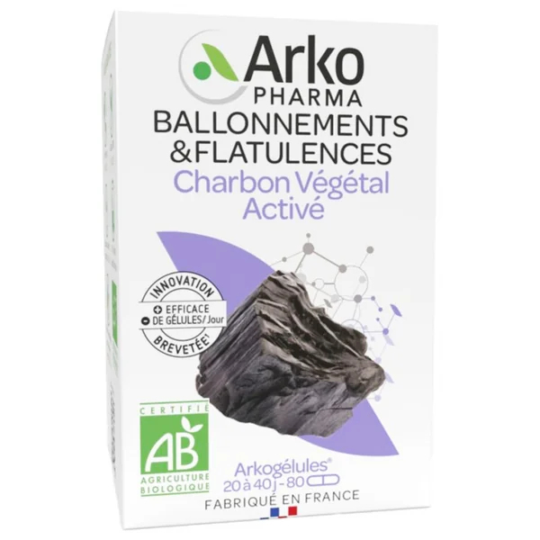 Arkogélules charbon végétal bio 80 gélules