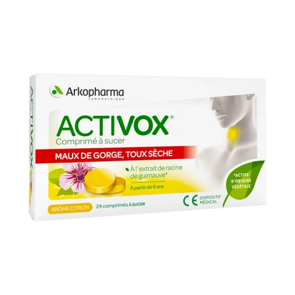 Arkopharma Activox maux de gorge parfum citron 24 comprimés à sucer