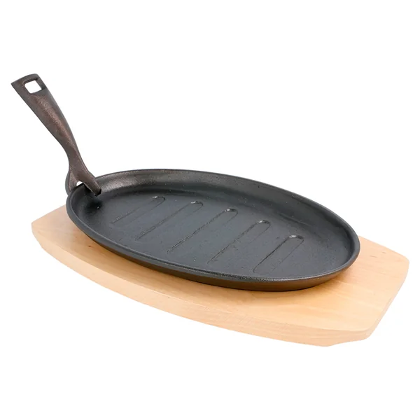 ASSIETTE CHAMPÊTRE OVALE + SUPPORT EN BOIS 27x18x2 CM NOIR FER (8 UNITÉ) - Garcia de Pou