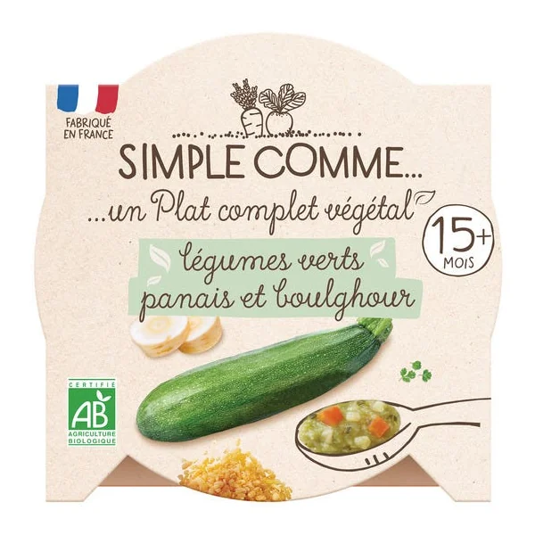 Assiette de légumes verts panais et boulghour 230g
