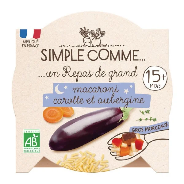 Assiette macaroni carotte et aubergine 190g