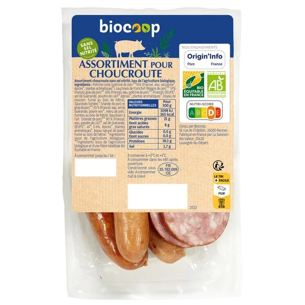Assortiment choucroute sans sel nitrité env. 385g