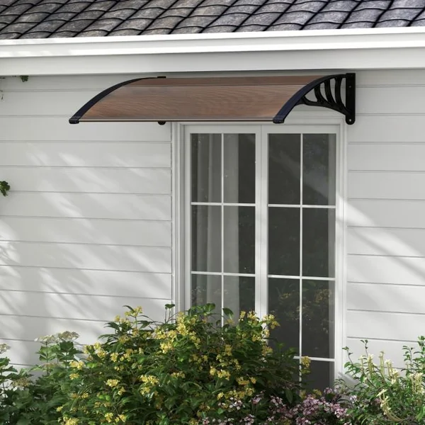 Auvent Porte d'Entree Marquise de Porte et Fenêtre Extérieur Plaque en Polycarbonate Noir/Gris/Café/Blanc