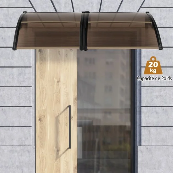 Auvent Porte d'Entree Marquise de Porte et Fenêtre Extérieur Plaque en Polycarbonate Noir/Gris/Café/Blanc