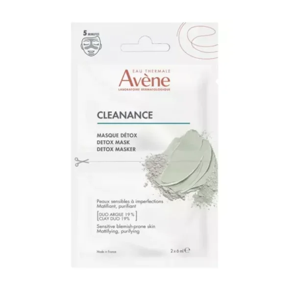 Avene Cleanance masque détox purifiant visage peau sensible 2x6ml