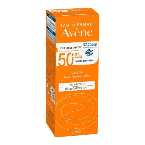 AVENE SOLAIRE Crème avec Parfum SPF50+ 50ml - Hydratation 8h, Fini Invisible