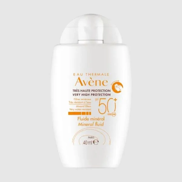 AVENE SOLAIRE Fluide Minéral SPF50+ 40ml - Très Haute Protection Peaux Sensibles, Réactives, Intolérantes