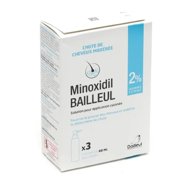 Bailleul Minoxidil 2 % solution chute de cheveux 3 x 60ml