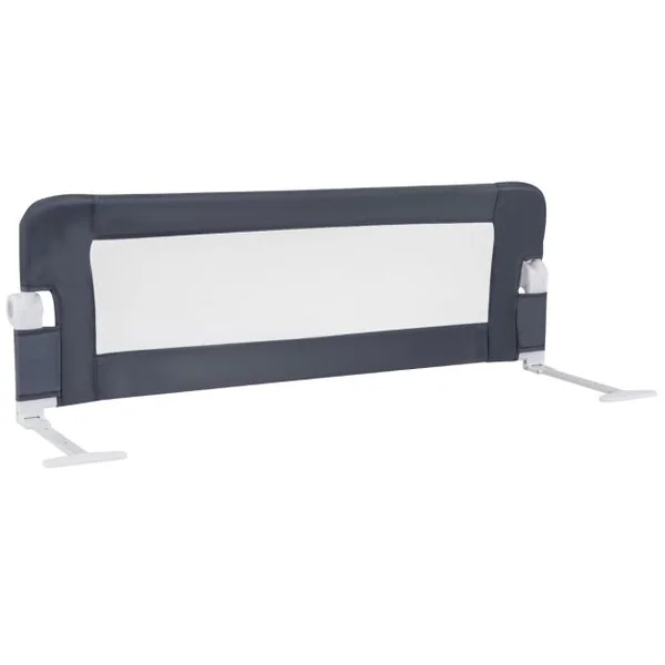 Barrière de Lit pour Tout-petit avec Sangles Réglables Manchon en Tissu Amovible et Lavable pour Matelas Double Pleine Grandeur Blanc/Gris