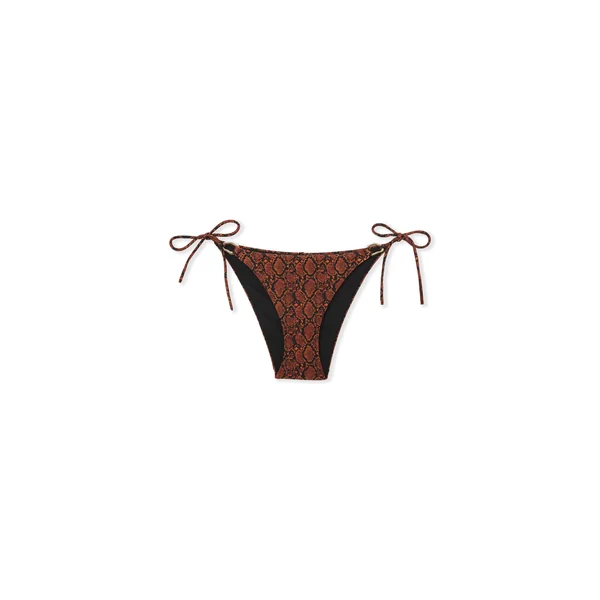 Bas de maillot de bain bikini à nouer à imprimé python et détail bijou