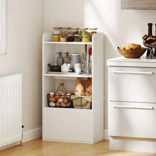 Bibliothèque Autoportante avec Tiroir&Etagère Ouverte à 3 Niveaux Etagère d'Affichage avec Kits Anti-basculement Blanc/Marron Rustique