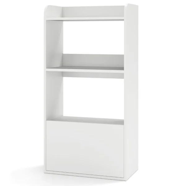 Bibliothèque Autoportante avec Tiroir&Etagère Ouverte à 3 Niveaux Etagère d'Affichage avec Kits Anti-basculement Blanc/Marron Rustique