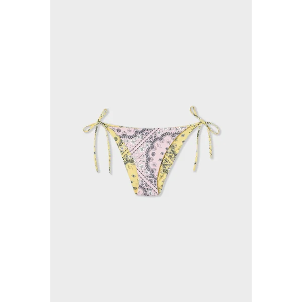 Bikini ficelle bas de maillot imprimé réversible