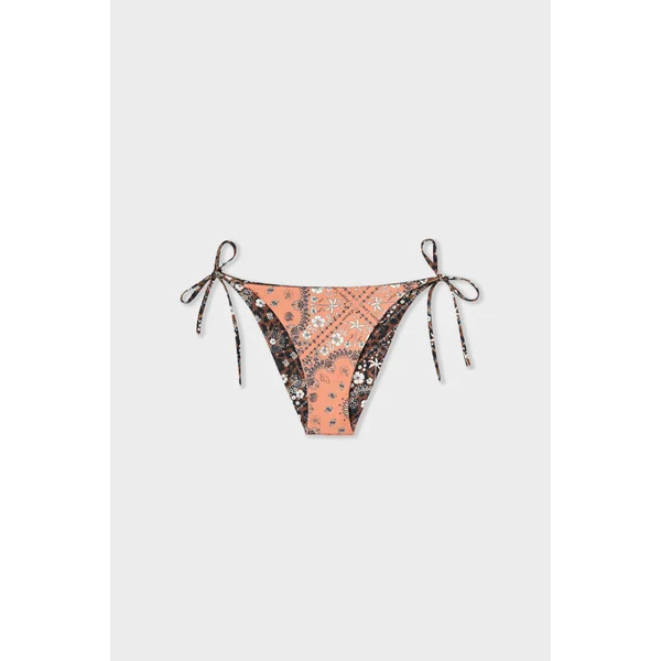 Bikini ficelle bas de maillot imprimé réversible