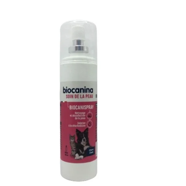 BIOCANINA Dermatologie BIOCANISPRAY 100ml - Solution Antiseptique à la Chlorhexidine - Chiens, Chats