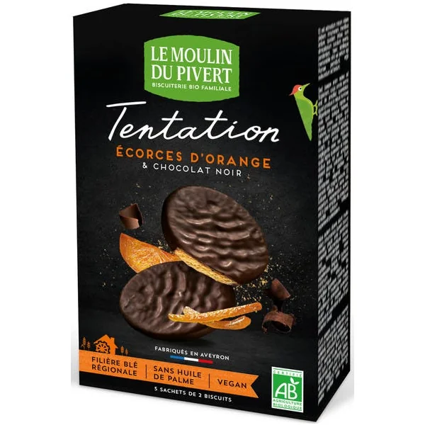 Biscuits à l'orange enrobés de chocolat noir 115g
