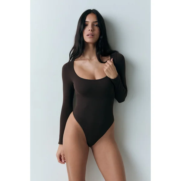 Body col carré manches longues