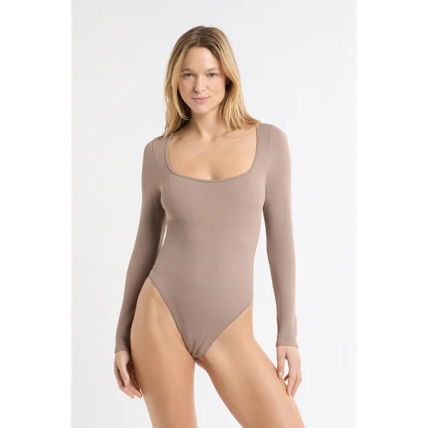 Body col carré manches longues