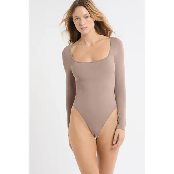 Body col carré manches longues