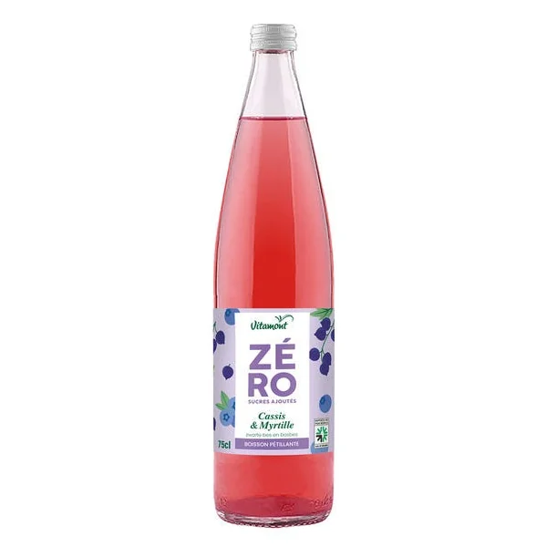 Boisson pétillante Zéro Sucres Ajoutés cassis myrtille 75cl