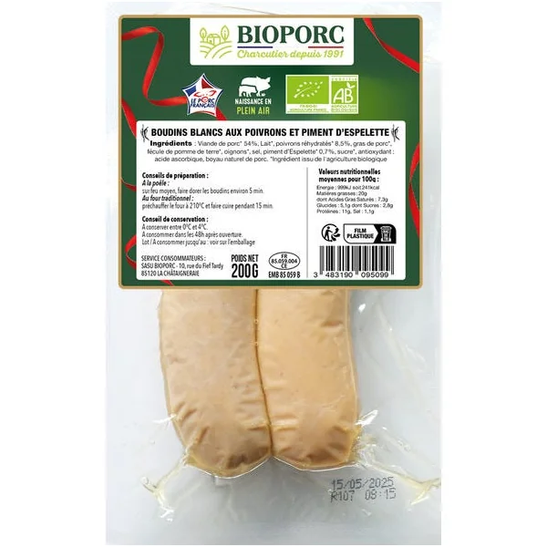 Boudin blanc poivron piment d'Espelette (2) 200g