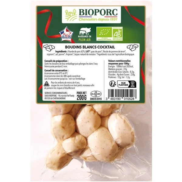 Boudins blancs cocktail sans nitrite 200g