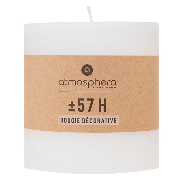 Bougie rustique ronde blanche 10x10cm