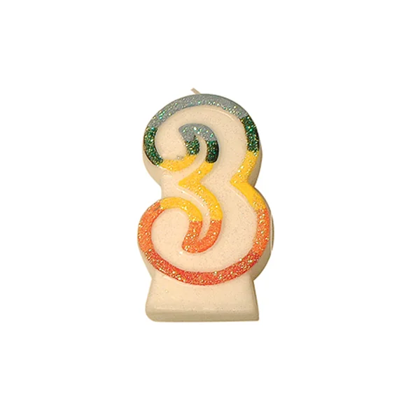 BOUGIES ANNIVERSAIRE N.3 GIVRE 9 CM BLANC CIRE (24 UNITÉ) - Garcia de Pou