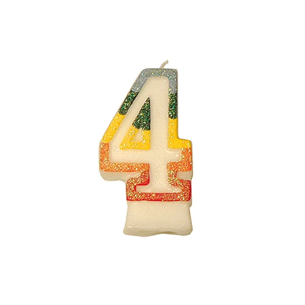BOUGIES ANNIVERSAIRE N.4 GIVRE 9 CM BLANC CIRE (24 UNITÉ) - Garcia de Pou