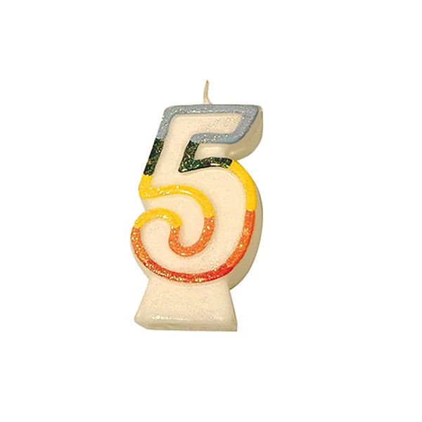 BOUGIES ANNIVERSAIRE N.5 GIVRE 9 CM BLANC CIRE (24 UNITÉ) - Garcia de Pou