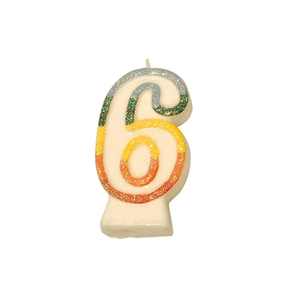 BOUGIES ANNIVERSAIRE N.6 GIVRE 9 CM BLANC CIRE (24 UNITÉ) - Garcia de Pou