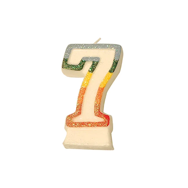 BOUGIES ANNIVERSAIRE N.7 GIVRE 9 CM BLANC CIRE (24 UNITÉ) - Garcia de Pou