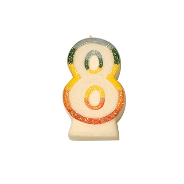 BOUGIES ANNIVERSAIRE N.8 GIVRE 9 CM BLANC CIRE (24 UNITÉ) - Garcia de Pou
